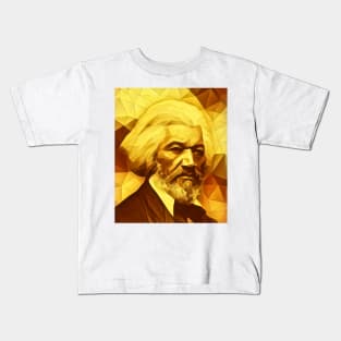 Frederick Douglass Golden Portrait | Frederick Douglass Artwork 10 Kids T-Shirt